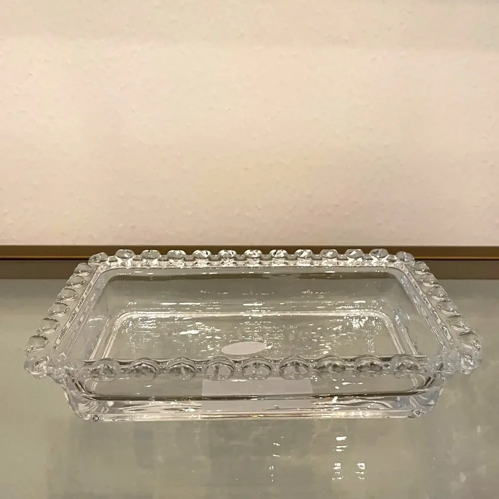 NEW Valentine Clear Glass Covered Butter Dish with Heart Handle